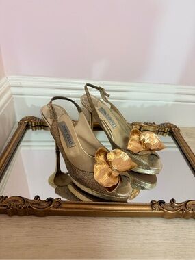 Jimmy Choo sandals shoes butterfly orchid size 9.5 US 39.5 Y2K Carrie Bradshaw